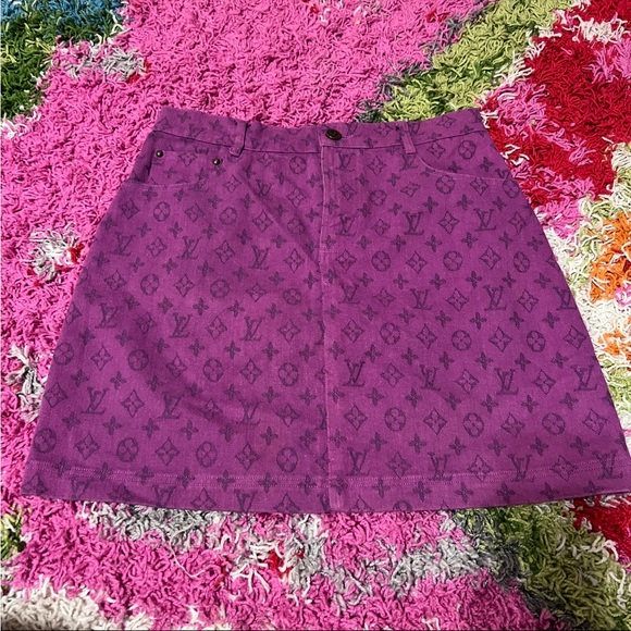 LV Purple Denim Mini skirt Designer Women's Skirt - Picture 1 of 10